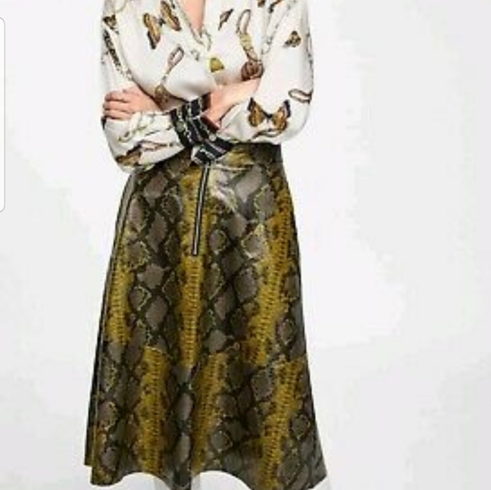 Zara midi faux leather skirt